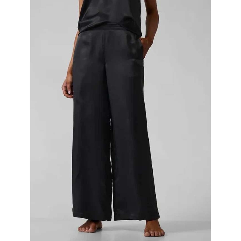 Athleta Calm Cool Pant Black Wide-Leg Women's Size Large Breathable Lightweight